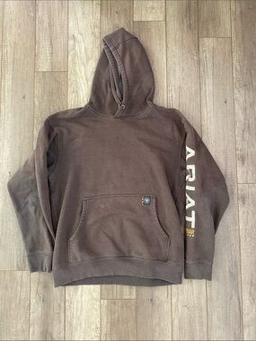 Ariat Brown Men's Crewneck Hoodie with Sleeve Logo